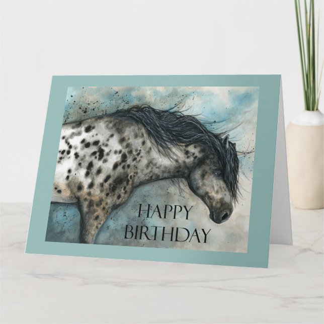 Carte Joyeux cheval d'anniversaire Appaloosa par Bihrle (Devant)