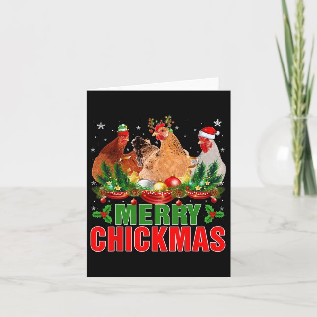 Carte Joyeux Chickmas Poulets Chapeau De Père Noël Agric (Devant)