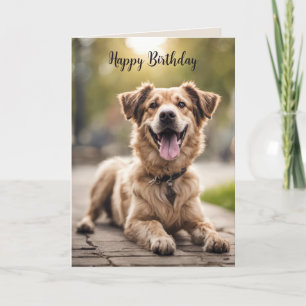 Carte Joyeux Chien D'Anniversaire Avec Sourires