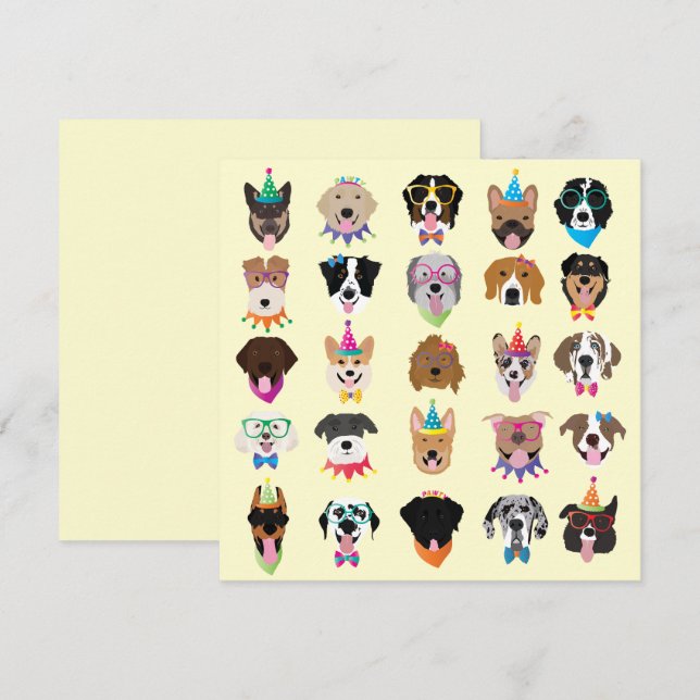 Carte Joyeux Chien d'Anniversaire Face À Des Animaux Vai (Devant / Derrière)