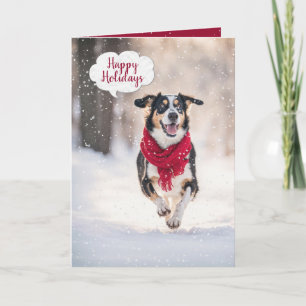 Carte Joyeux Chien De Noël En Neige