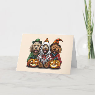 Carte Joyeux chien d'Halloween Goldendoodle