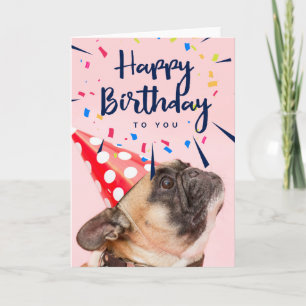 Carte Joyeux chien mignon de partie de l'anniversaire  