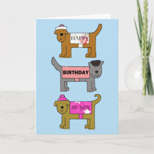 Carte Joyeux Chiens d'anniversaire en vêtements