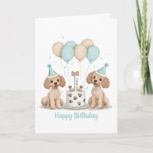 Carte Joyeux Chiens de caniche normaux d'anniversaire
