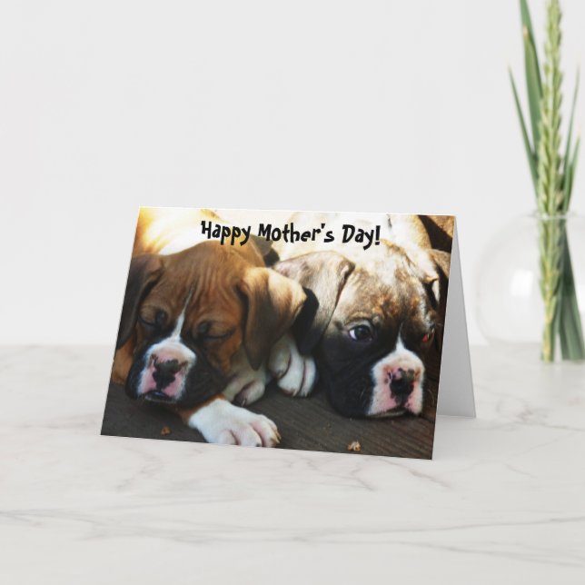 Carte Joyeux chiots de la boîte de la Fête des Mères car (Devant)