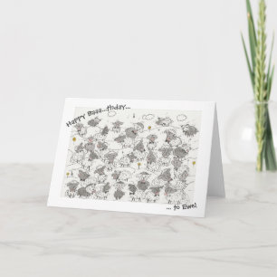 Carte Joyeux Choeur des moutons d'anniversaire