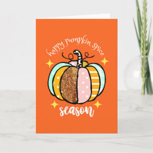 Carte Joyeux Citrouille épice saison mignonne Thanksgivi