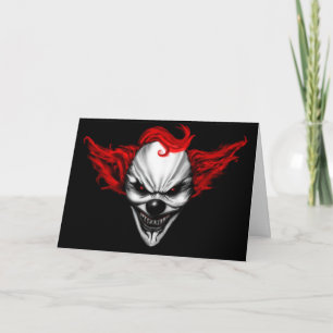 Carte Joyeux Clown du mal Cheveux rouges