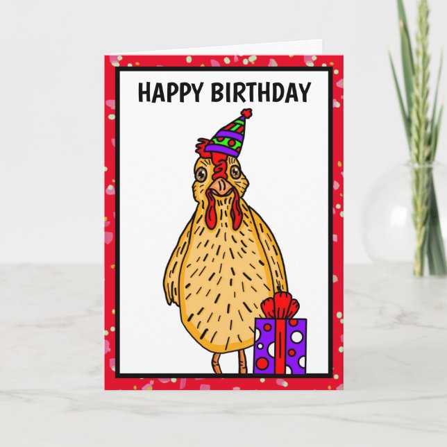 Carte Joyeux Clucs Anniversaire Poulet (Devant)