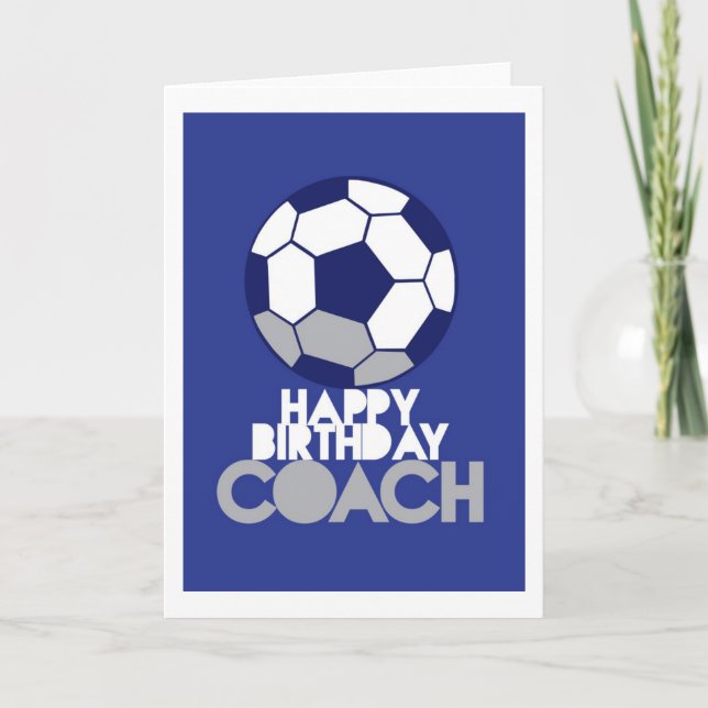 Carte Joyeux COACH d'anniversaire avec ballon de footbal (Devant)