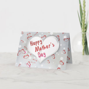 Carte Joyeux coeur de papier 3D de la Fête des Mères