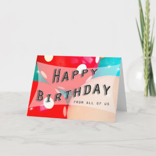 Carte joyeux compagnon d'anniversaire bleu rose rouge