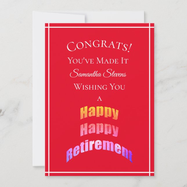 Carte Joyeux Congrès de retraite Vous lui avez fait n'im (Devant)