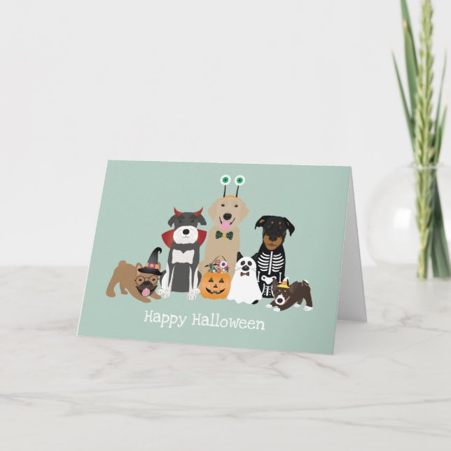 Carte Joyeux Costumes Éffrayants pour animaux de compagn (Devant)