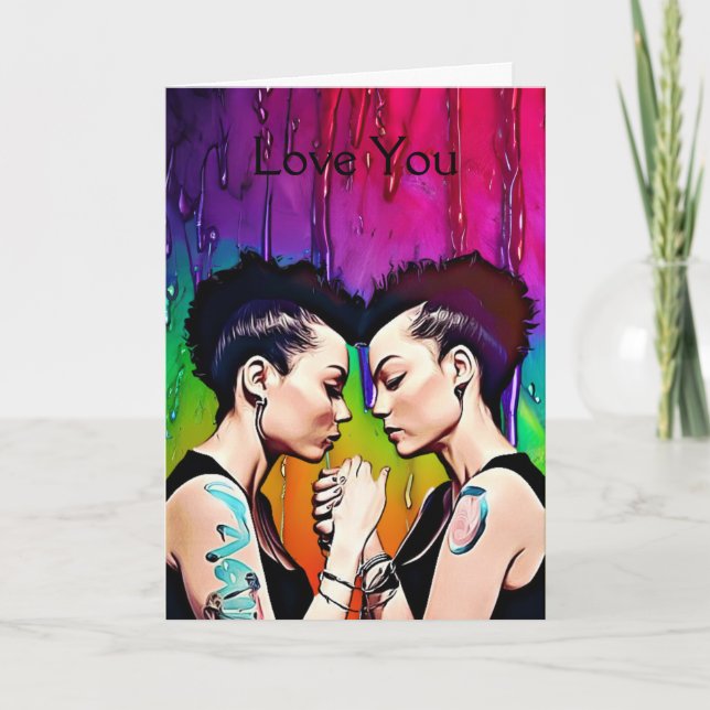 Carte Joyeux Couple lesbien Anniversaire (Devant)