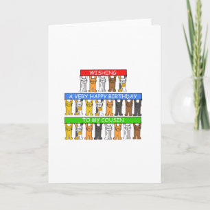 Carte Joyeux Cousin Cartoon Cats Anniversaire
