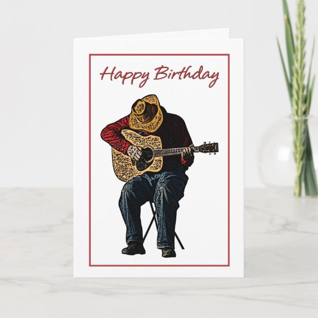 Carte Joyeux Cowboy d'anniversaire avec une illustration (Devant)
