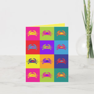 Carte Joyeux Crabes Pop Art Anniversaire multicolores