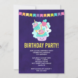 Carte Joyeux Cupcake et crème glacée fête d'anniversaire