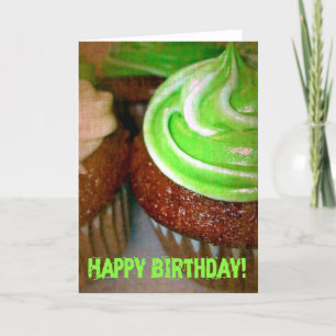 Carte Joyeux Cupcake Vert Anniversaire