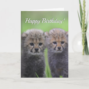 Carte Joyeux Cute Cheetah Sibling Cubs