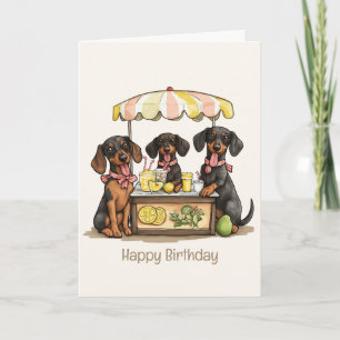 Carte Joyeux Dachshund Dogs Lemonade Stand