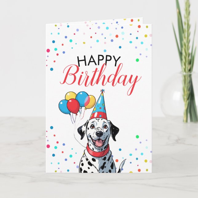 Carte Joyeux Dalmatien avec ballons Anniversaire (Devant)