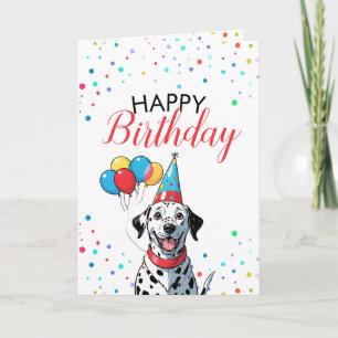 Carte Joyeux Dalmatien avec ballons Anniversaire