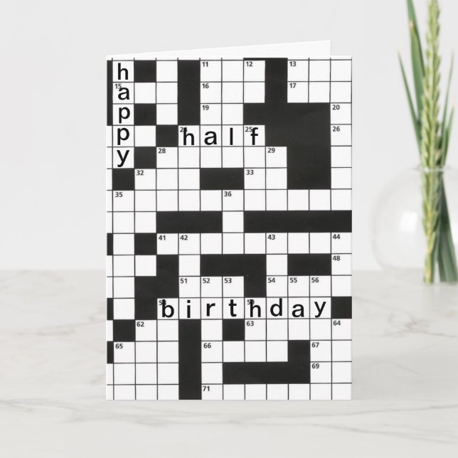 Carte joyeux demi-anniversaire mot croisé (Devant)