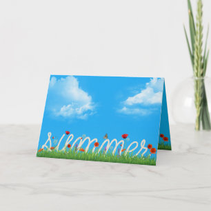 Carte joyeux design de corde d'été avec des pavots