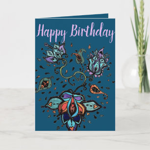 Carte Joyeux design de fleurs d'anniversaire