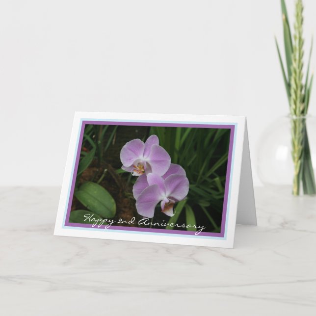 Carte Joyeux deuxième anniversaire de Mariage avec orchi (Devant)