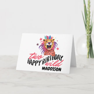 Carte Joyeux Deuxième Anniversaire Thème Safari Sauvage 