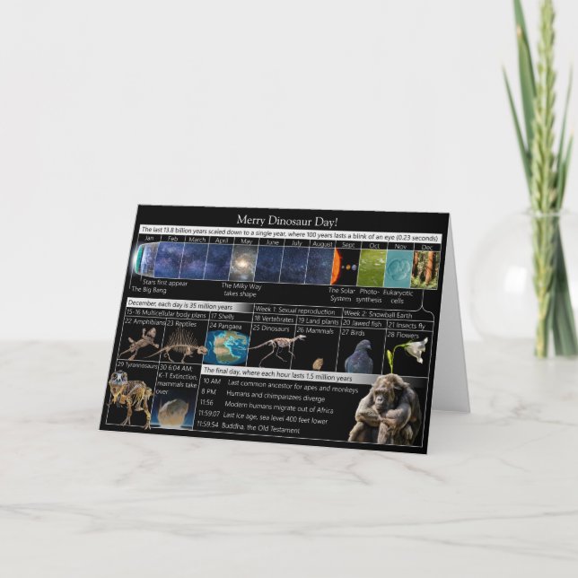 Carte Joyeux Dinosaure Day sur le calendrier cosmique !  (Devant)