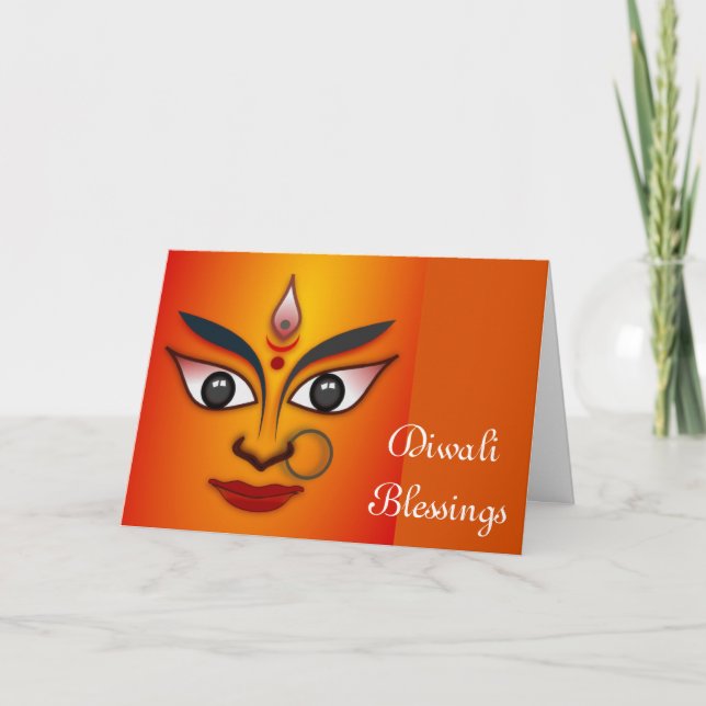 Carte Joyeux Diwali avec Durga (Devant)