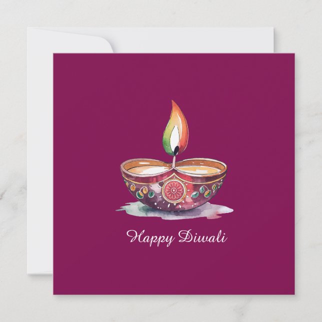 Carte Joyeux Diwali Rangoli Diya Festival des Vins Lumiè (Devant)