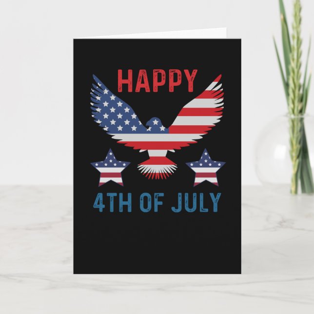 Carte Joyeux drapeau 4 juillet américain (Devant)