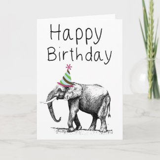 Carte Joyeux Éléphant D'Anniversaire En Casquette, Céléb