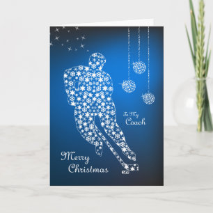 Carte Joyeux entraîneur de hockey de Noël Snowflak