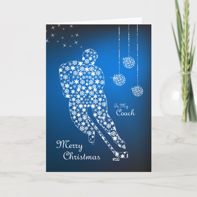 Carte Joyeux entraîneur de hockey de Noël Snowflak (Devant)