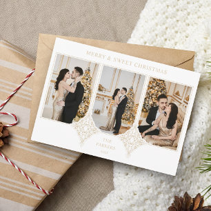Carte Joyeux et doux Noël Élégant 3 Photos Collage