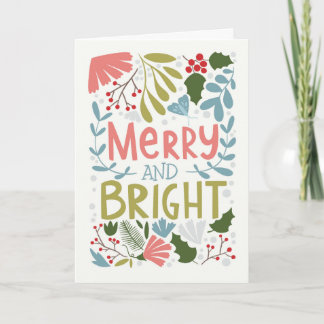 Carte Joyeux et lumineux avec des plantes de Noël
