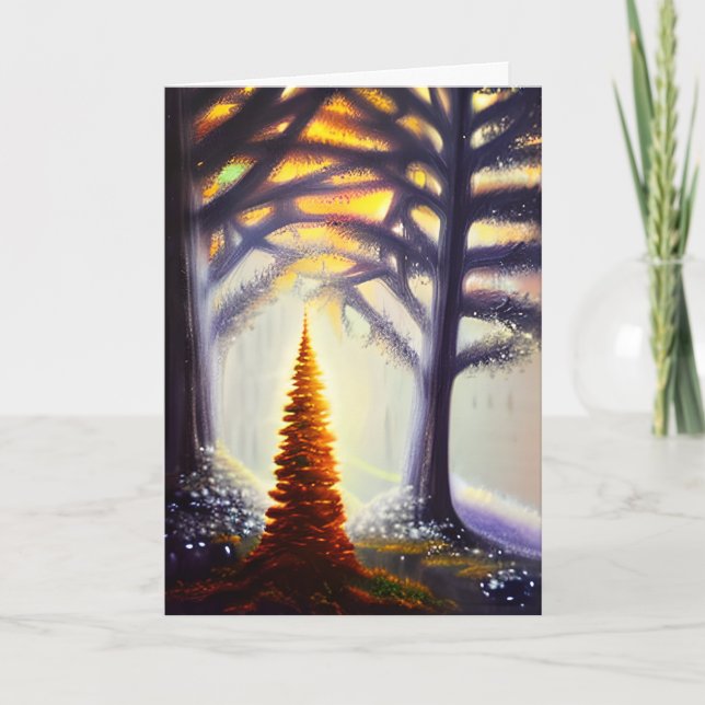 Carte Joyeux et lumineux | Petit arbre de Noël illuminé (Devant)