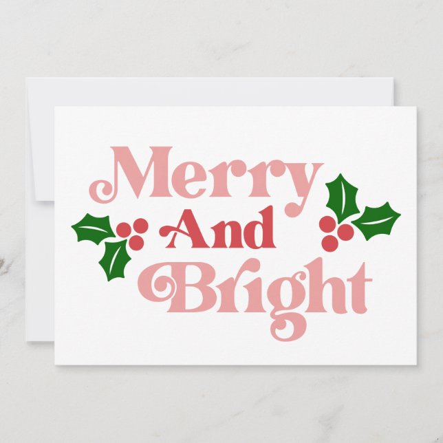 Carte Joyeux et Lumineux - Typographie de Fêtes Classiqu (Devant)