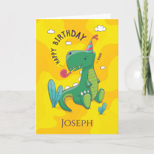 Carte Joyeux et mignon enfants Dinosaur anniversaire sal