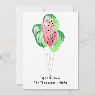 Carte Joyeux été Watermelon Balloons Family Photo