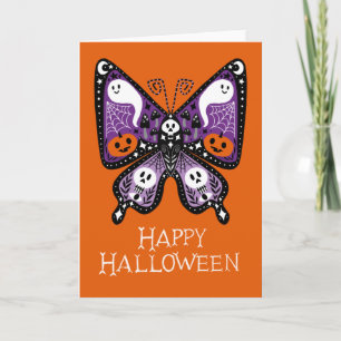 Carte Joyeux Fantôme de papillon Halloween