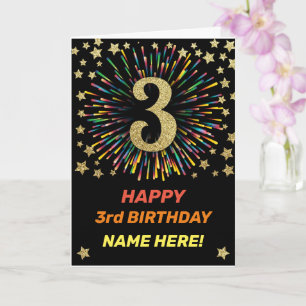 Carte Joyeux feu d'artifice Black & Gold pour le 3e anni