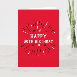 Carte Joyeux feu d'artifice du 30e anniversaire Rouge No